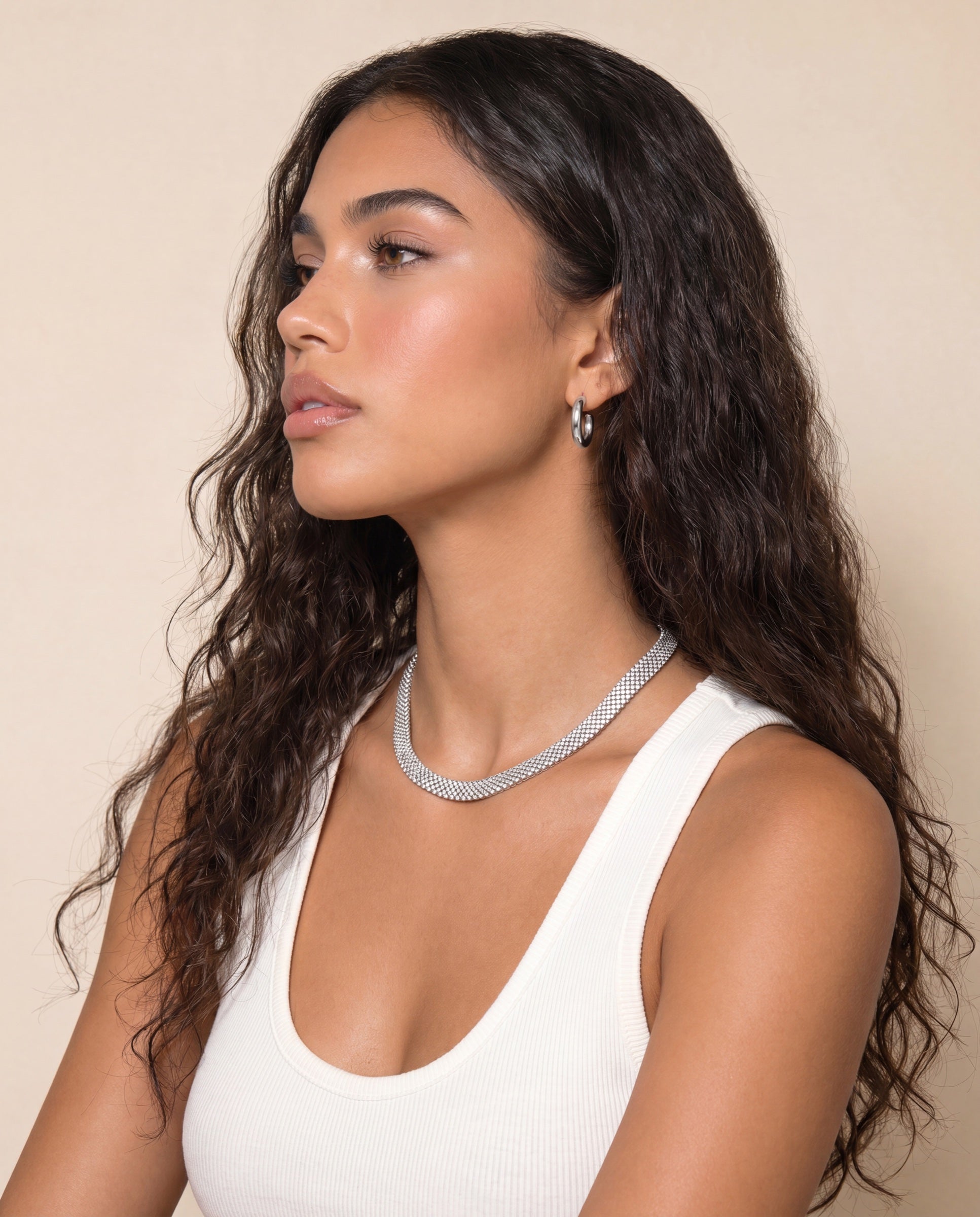 Diamond Mesh Choker &mdash; Worn