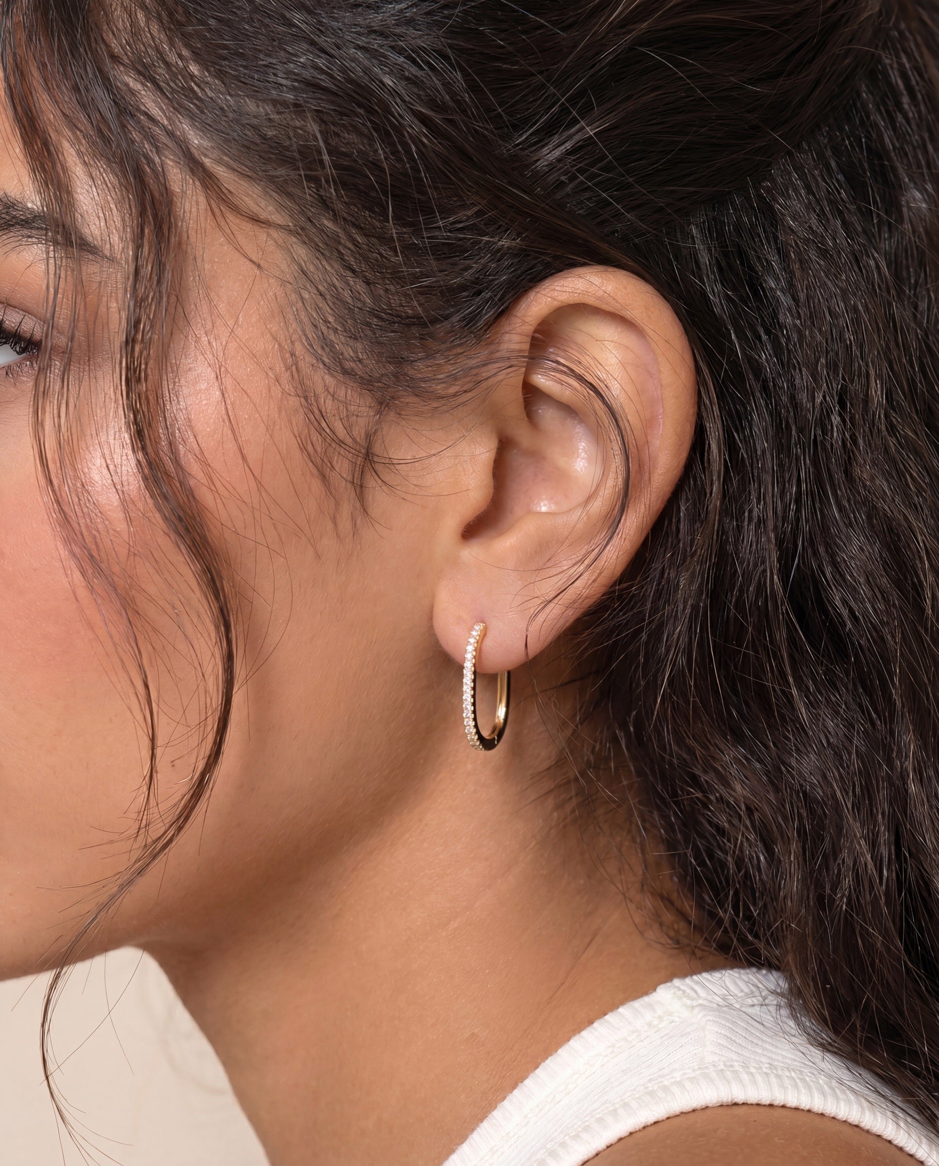 Diamond Rectangle Hoops &mdash; Worn