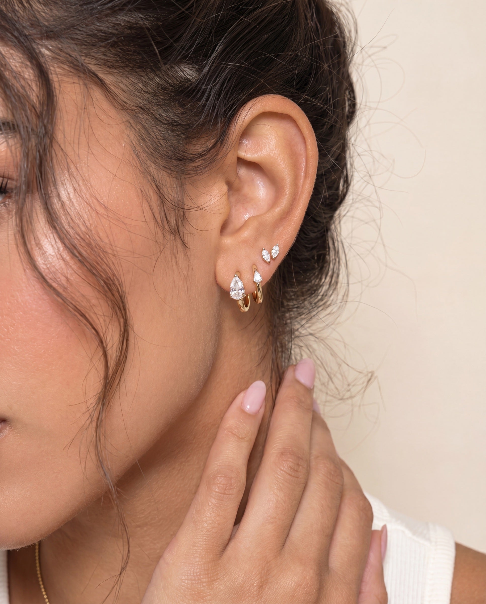 Double Marquise Diamond Studs &mdash; Worn