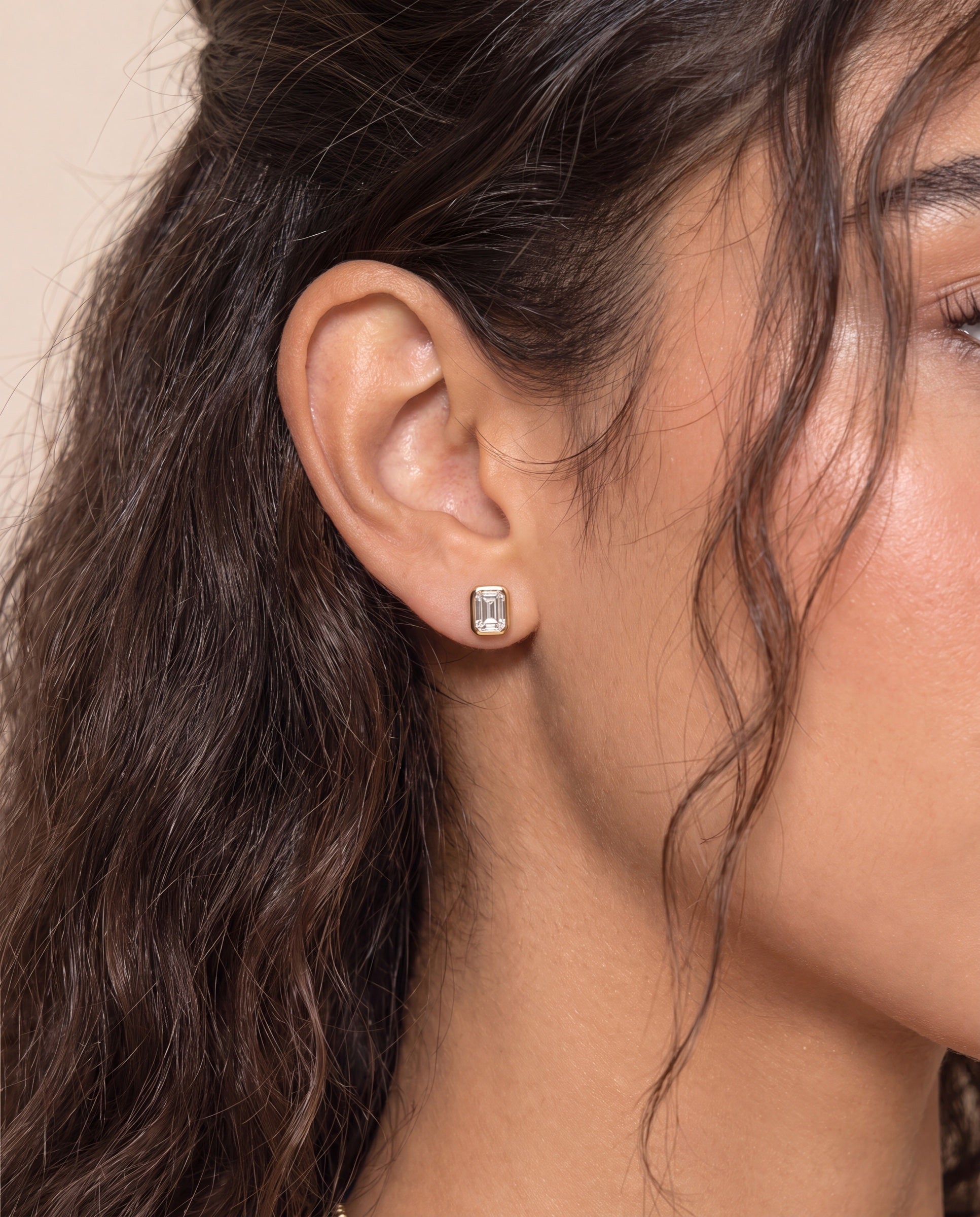 Emerald Bezel Studs &mdash; Worn