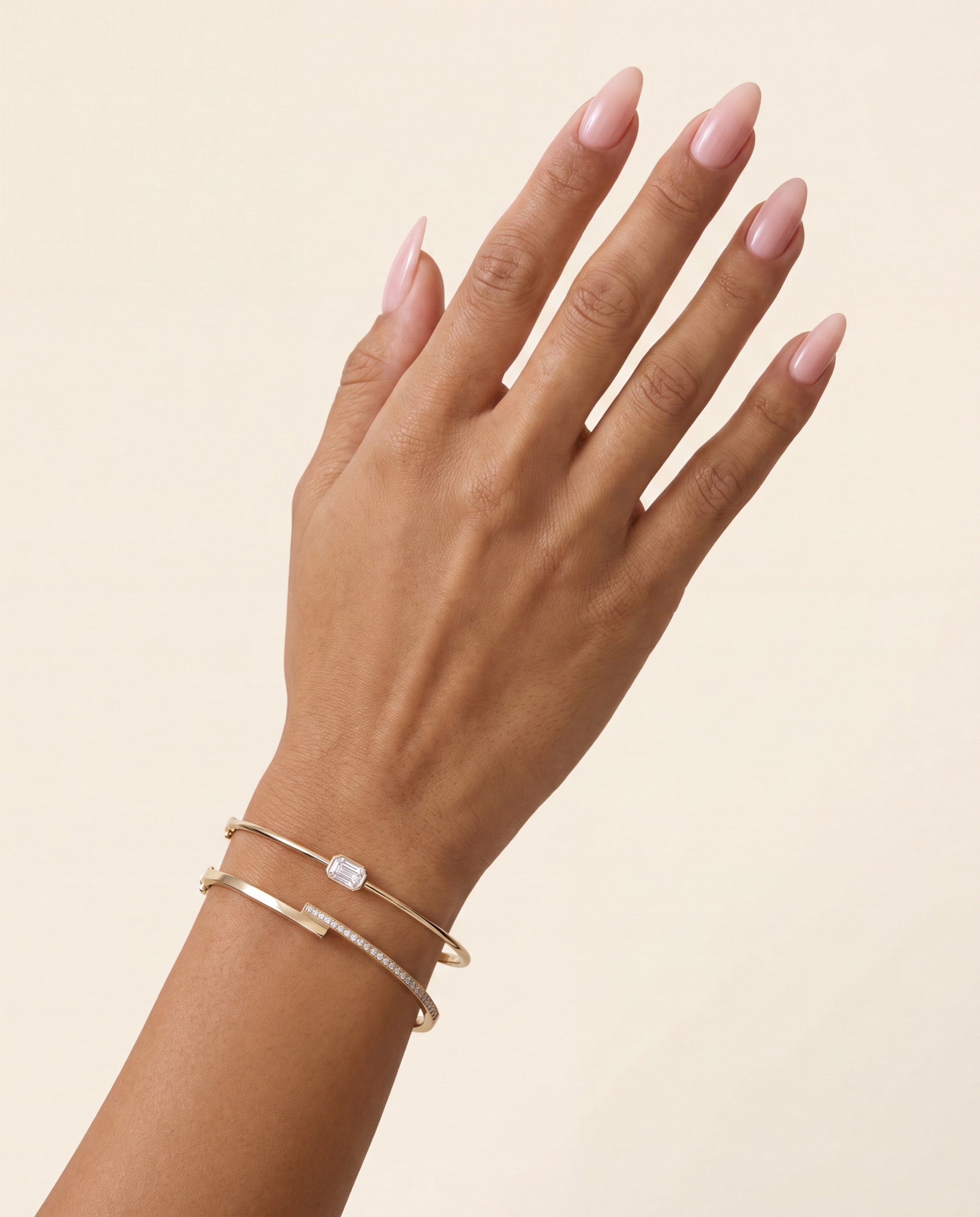 Emerald Solitaire Bangle &mdash; Worn