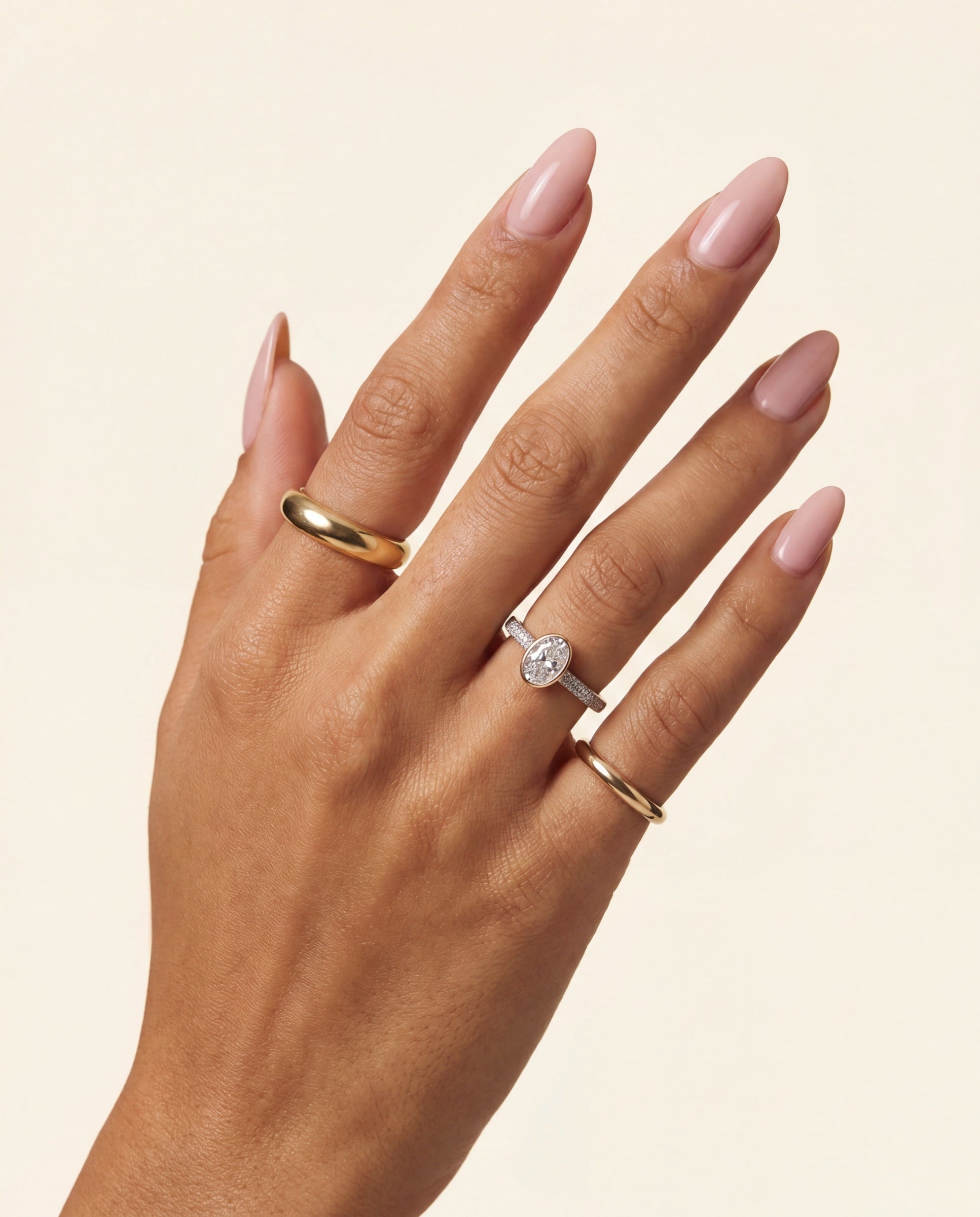 Oval Floating Bezel with Pavé Band &mdash; Worn