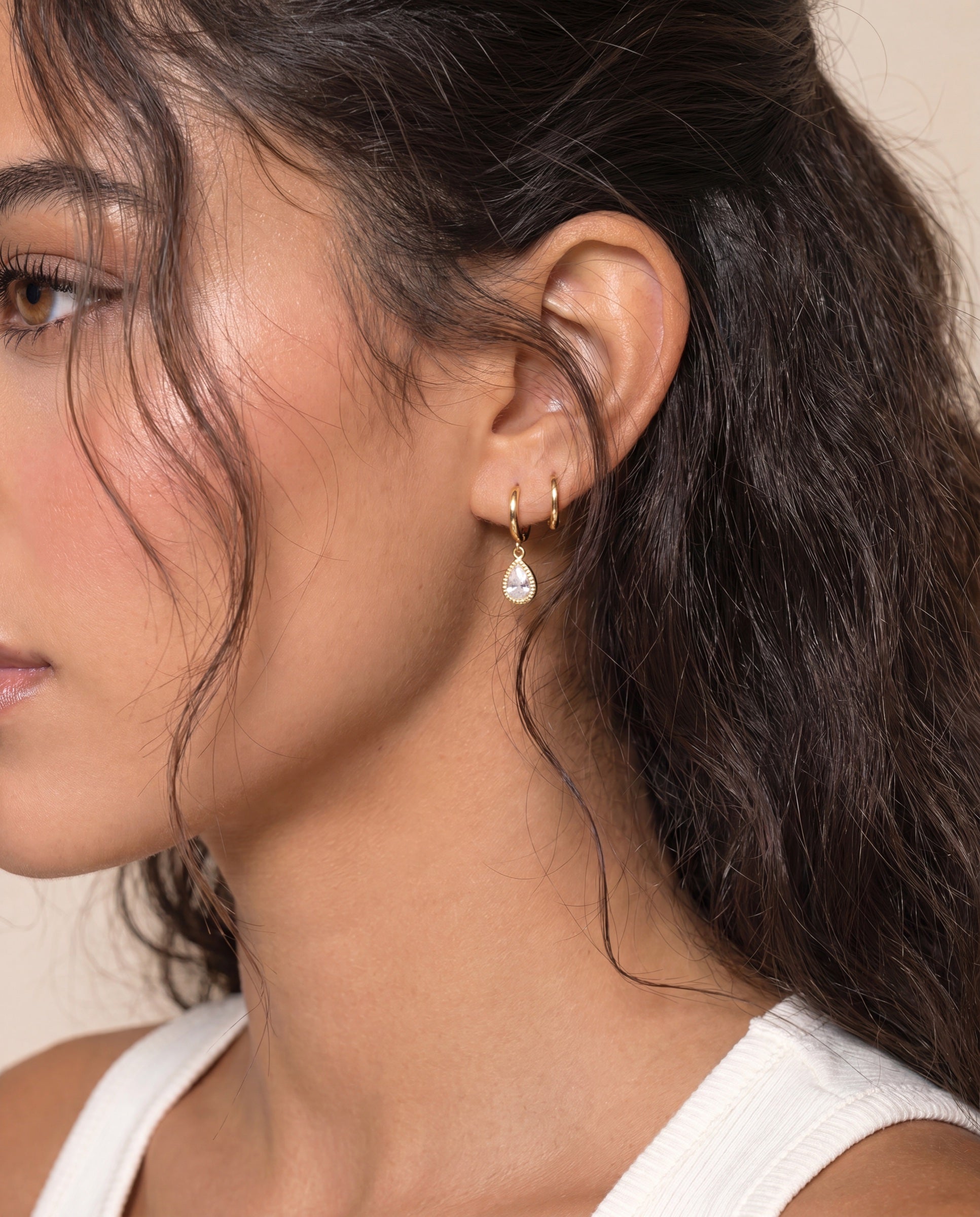 Framed Diamond Drop Earrings &mdash; Worn