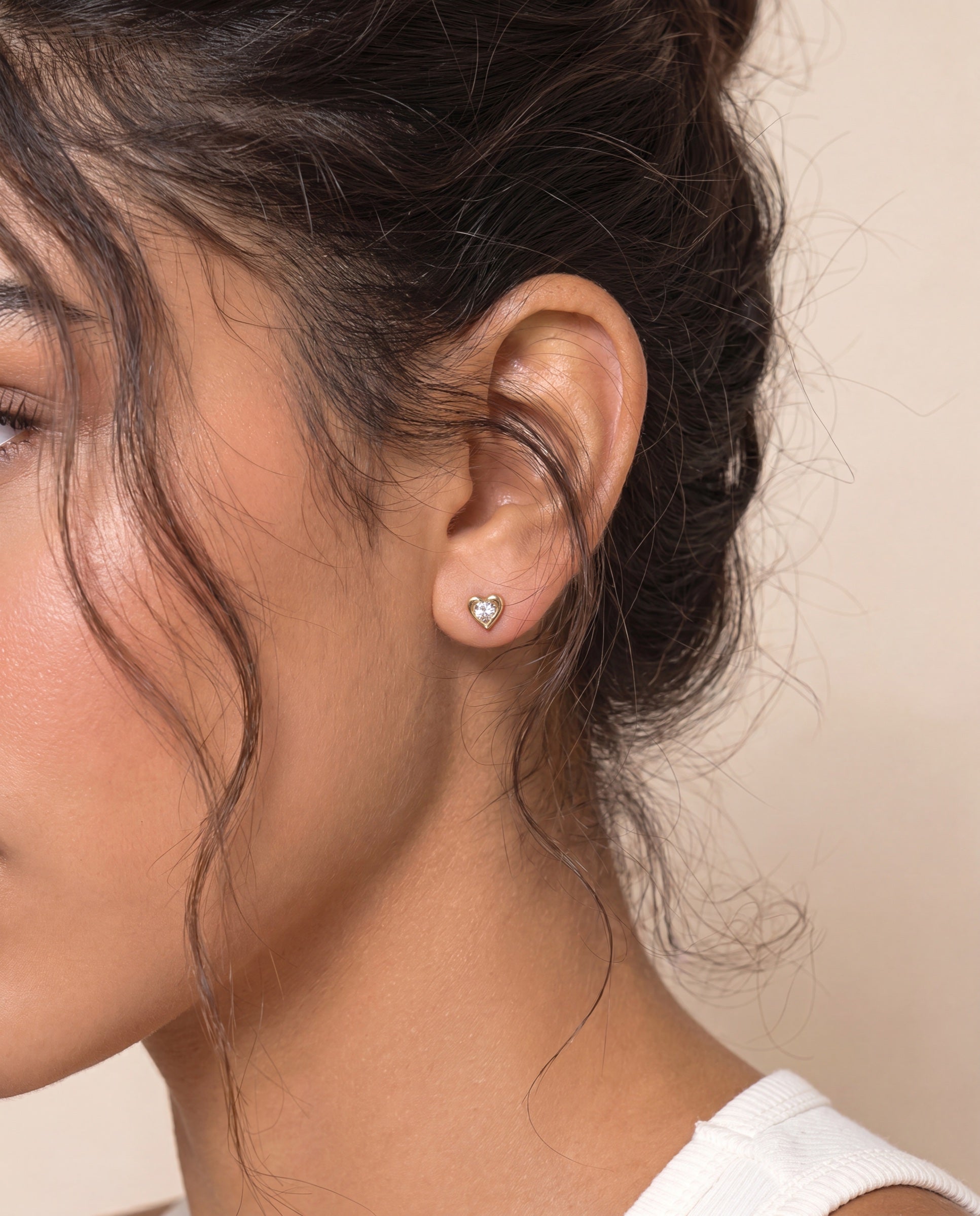 Framed Diamond Heart Studs &mdash; Worn
