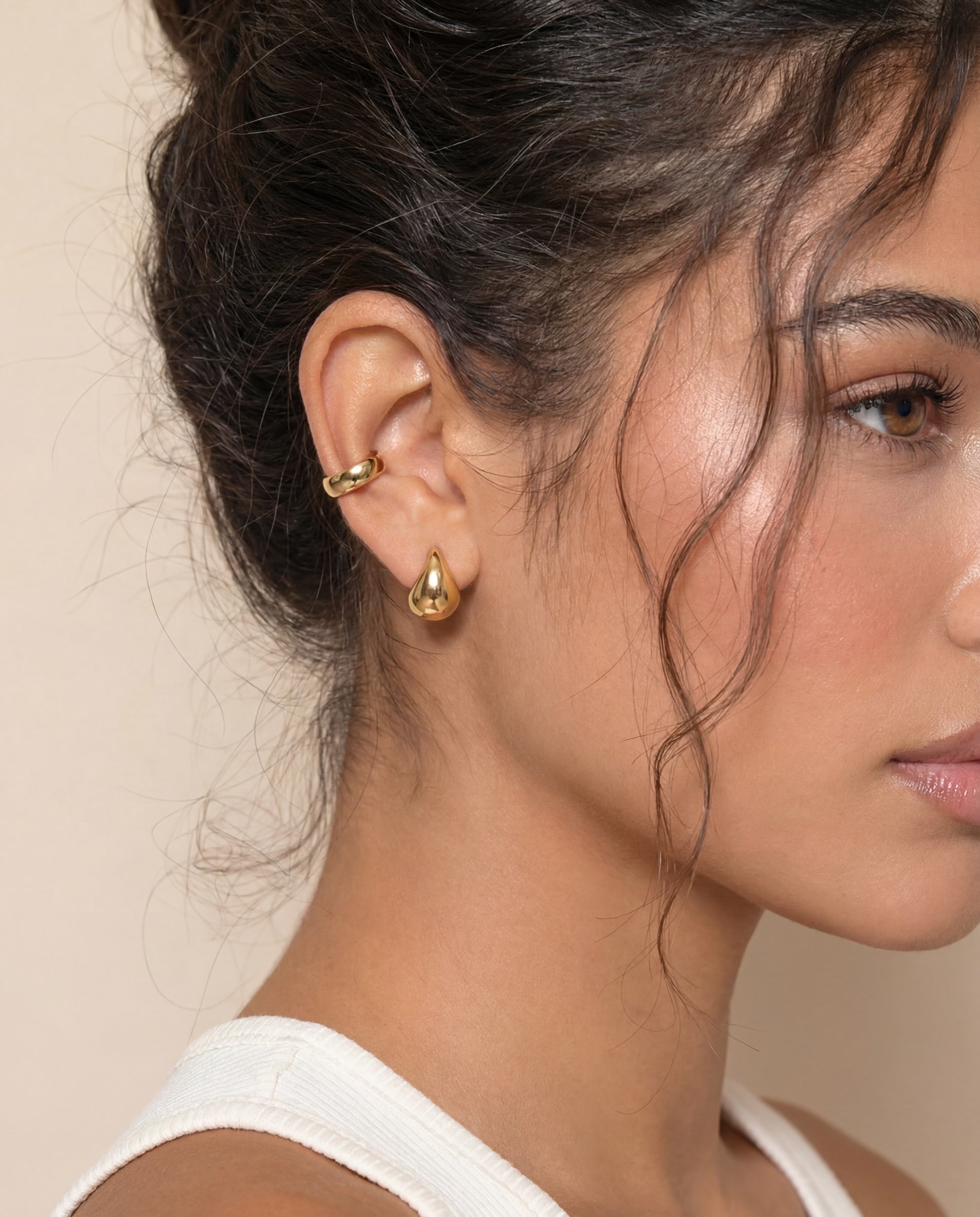 Gold Drop Earrings &mdash; Worn