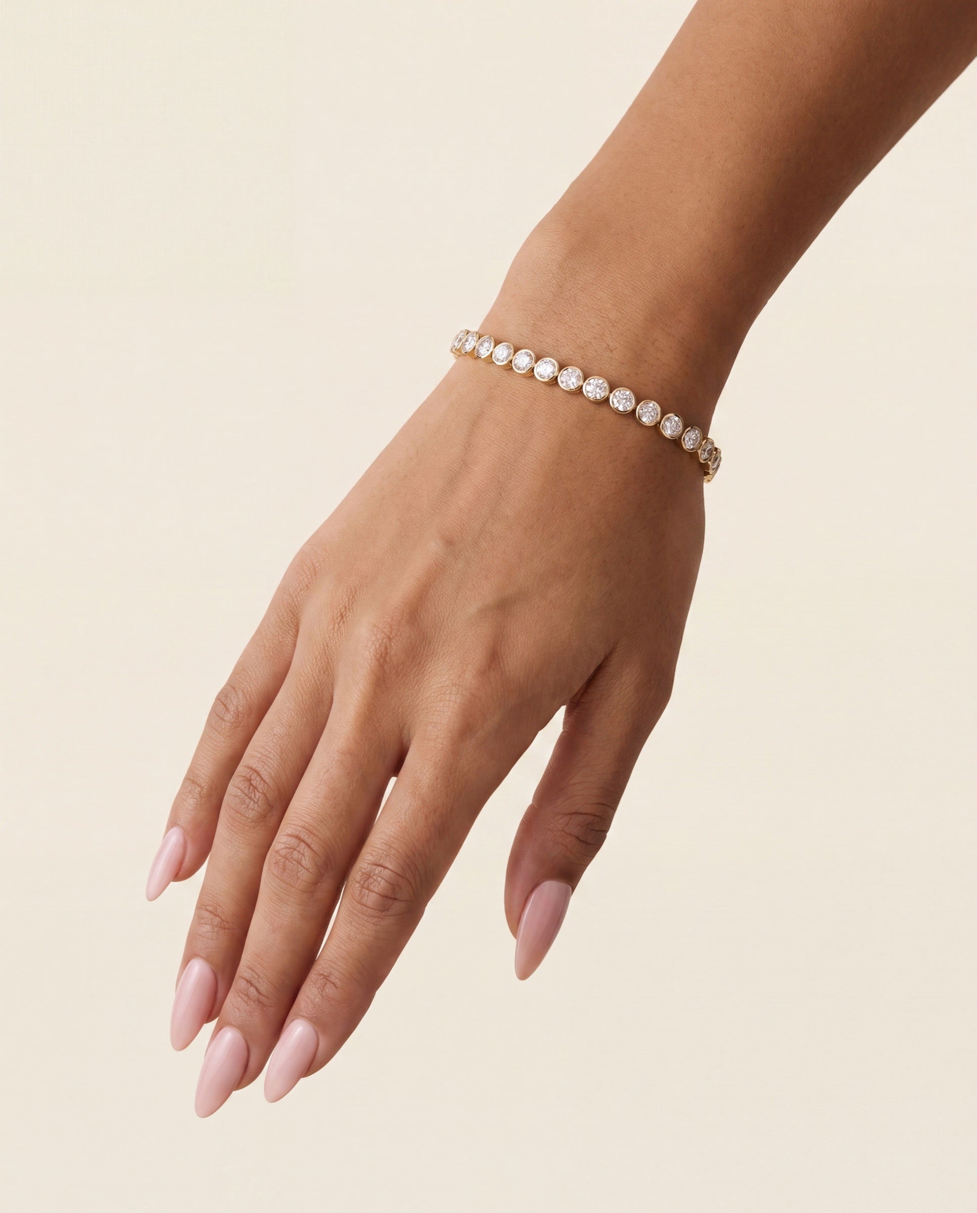 Graduated Bezel Diamond Tennis Bracelet &mdash; Worn