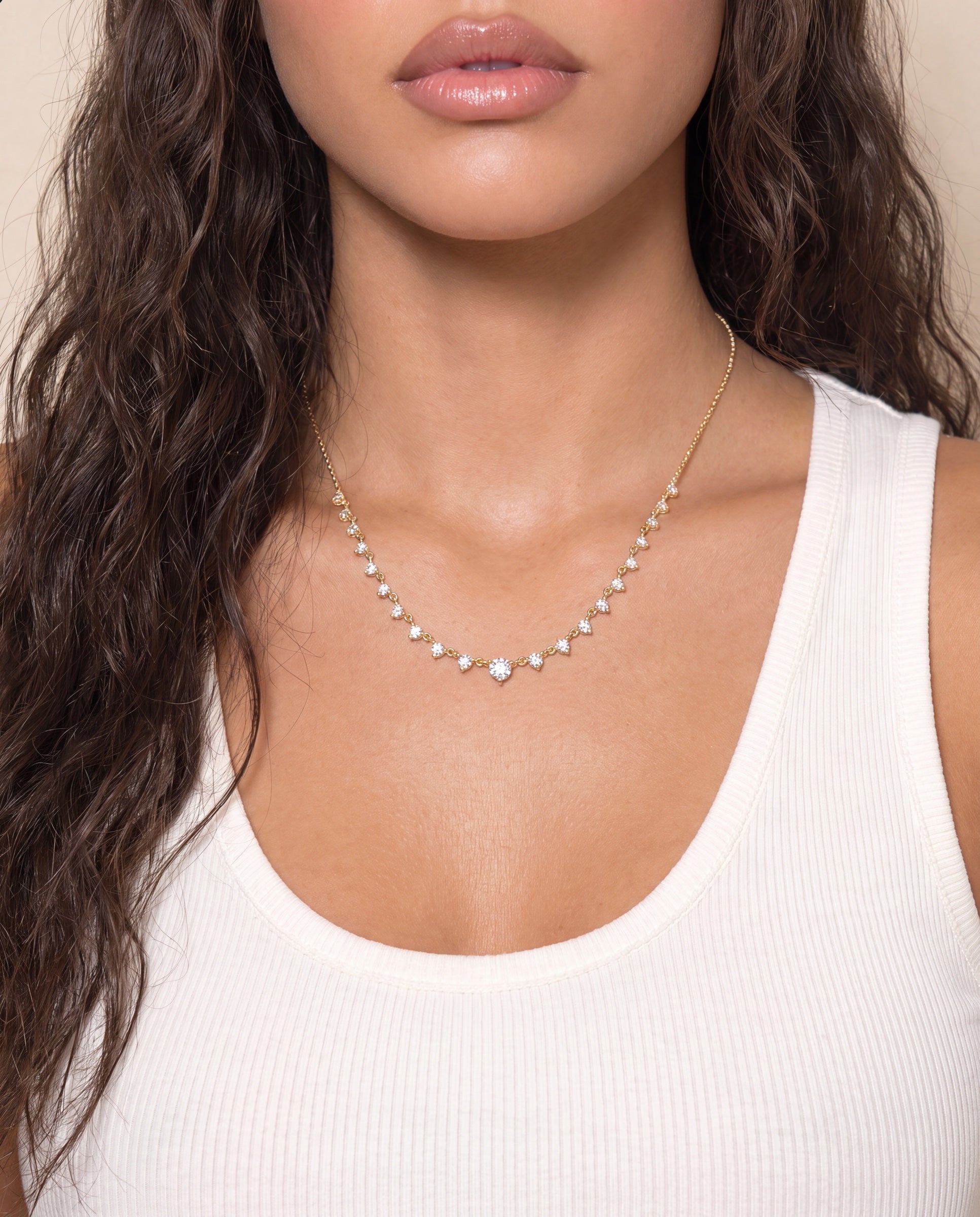 Graduated Diamond Necklace &mdash; Worn