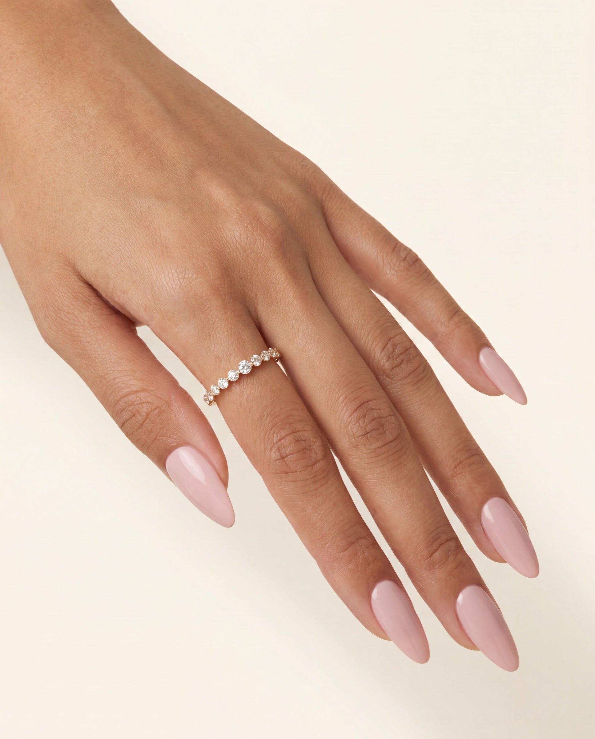 Graduated Single Prong Diamond Ring &mdash; Worn