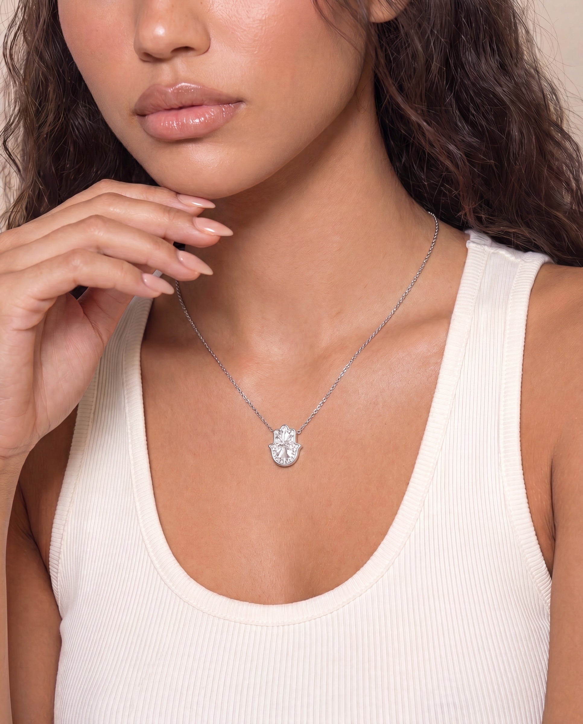 Hamsa Necklace &mdash; Worn