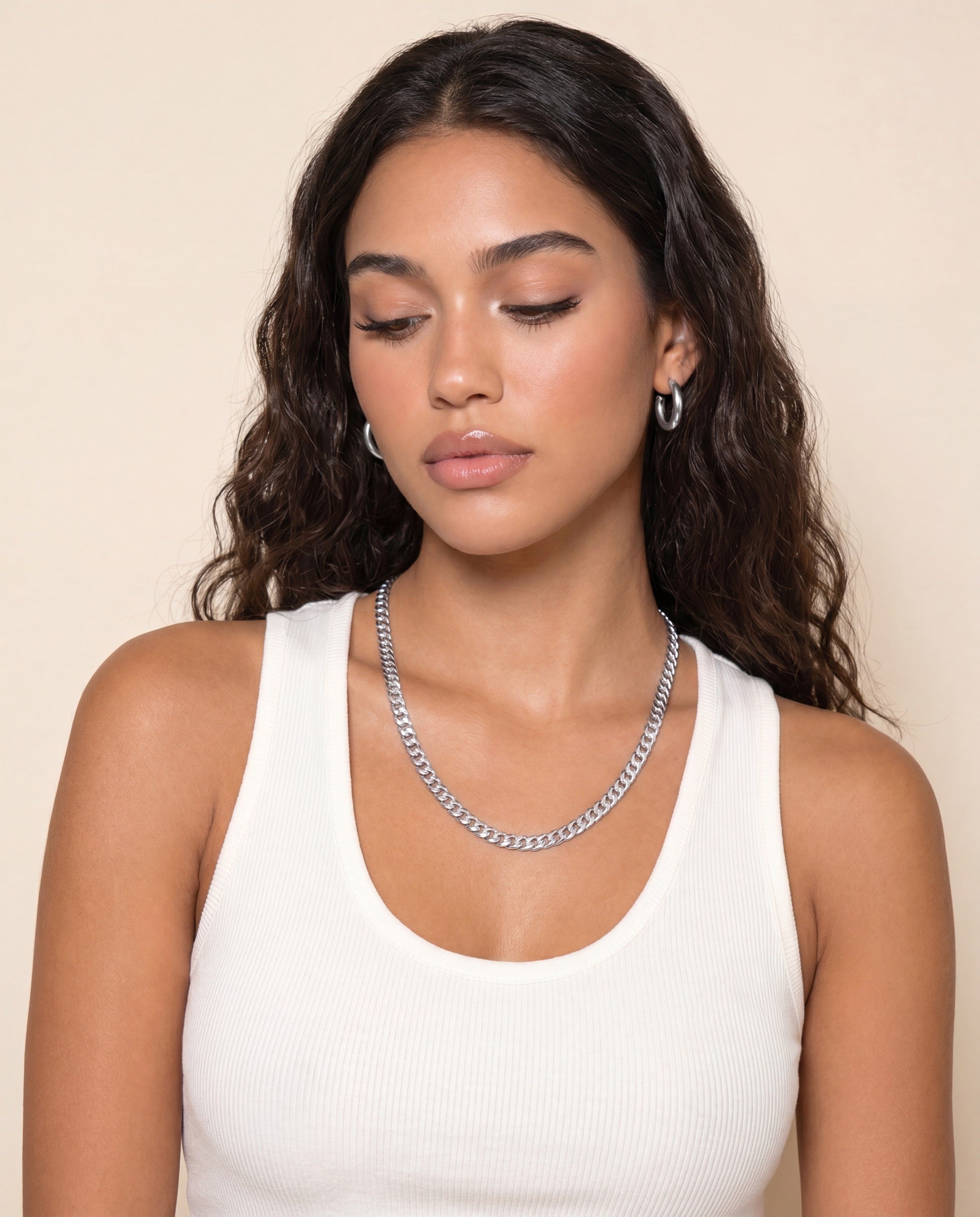 Jumbo Curb Chain Necklace &mdash; Worn