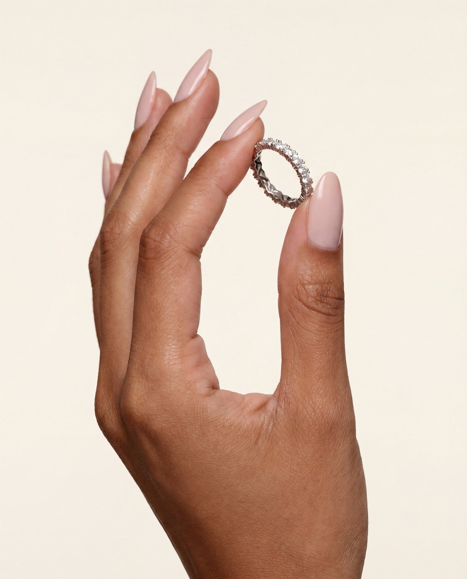 Marquise Cluster Set Diamond Eternity Band &mdash; Worn