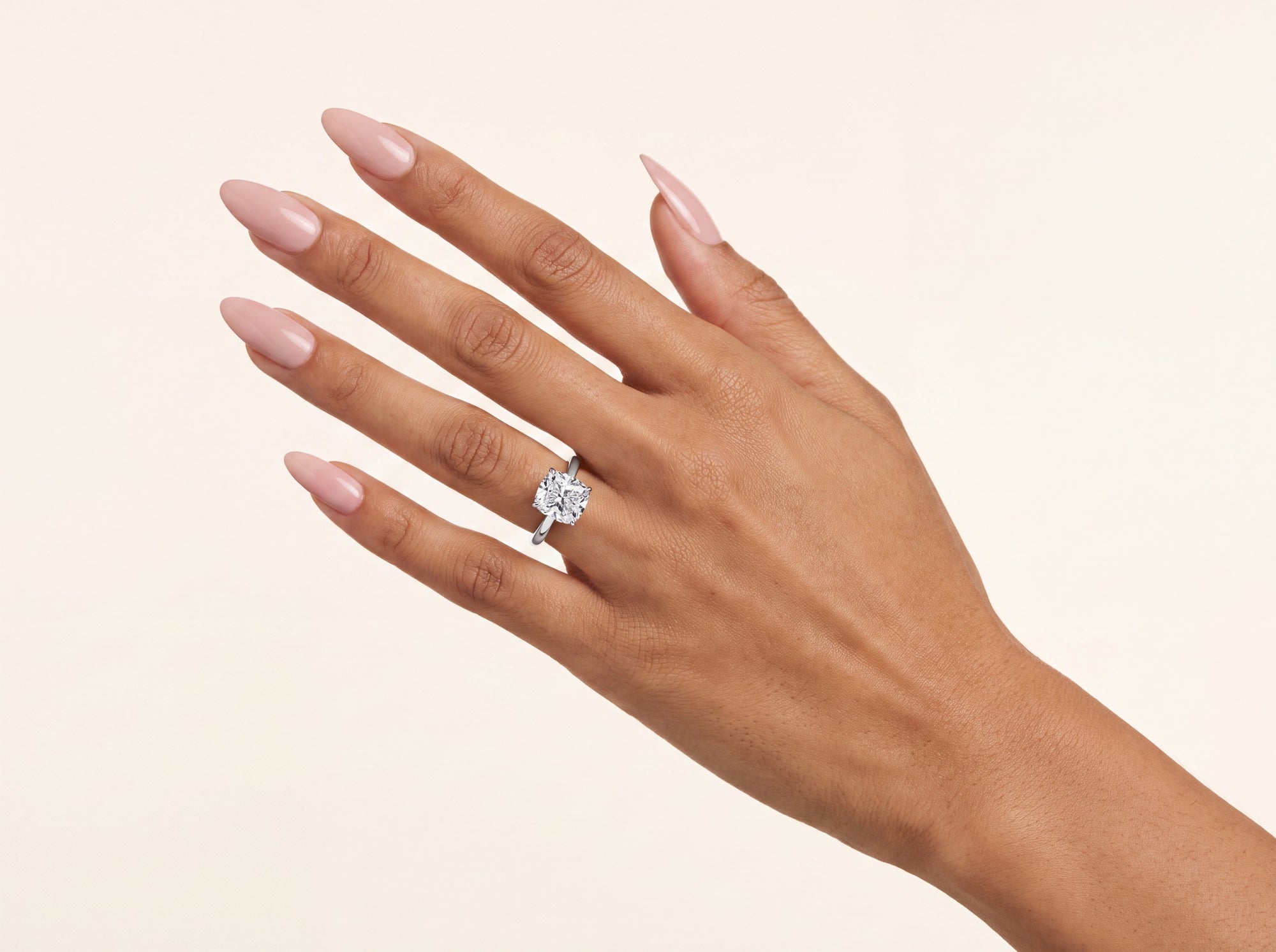 Old Mine Solitaire Diamond with Pavé Accents & Hidden Halo &mdash; Worn