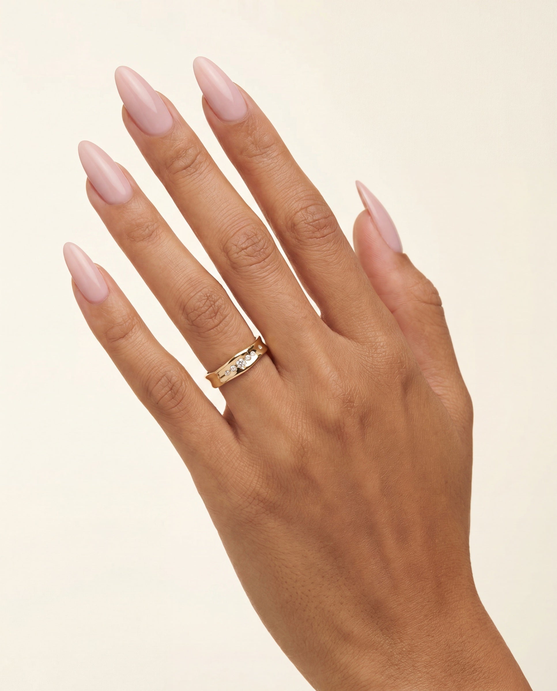 Organic Graduated Inlay Ring &mdash; Worn