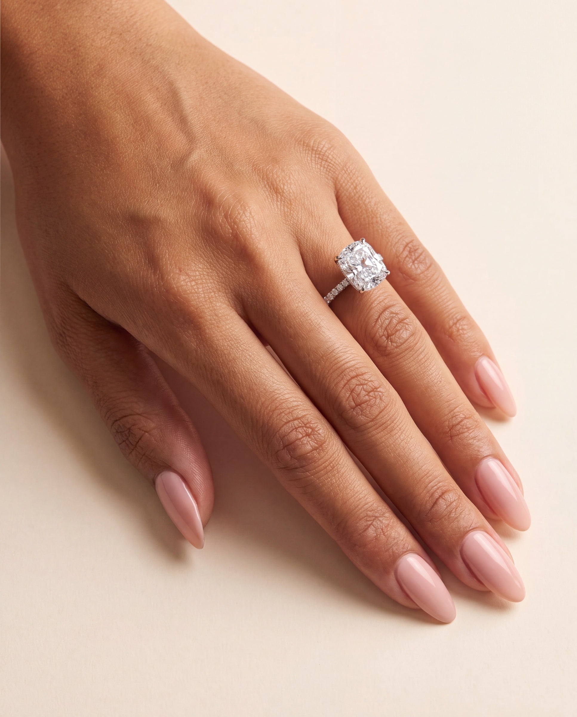 Solitaire Diamond with 360° Pavé Band &mdash; Worn
