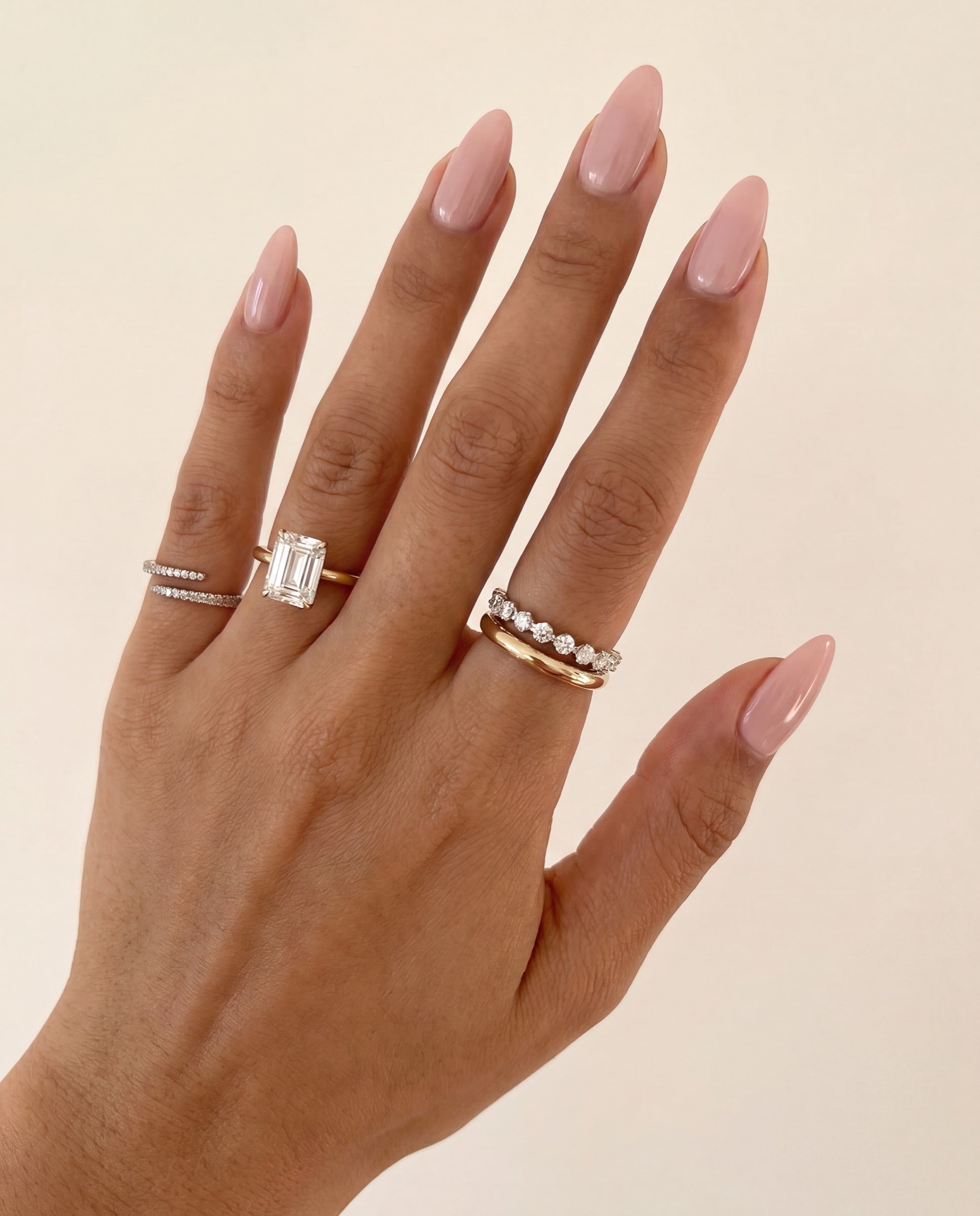Round Bezel Set Diamond 3/4 Eternity Band &mdash; Worn