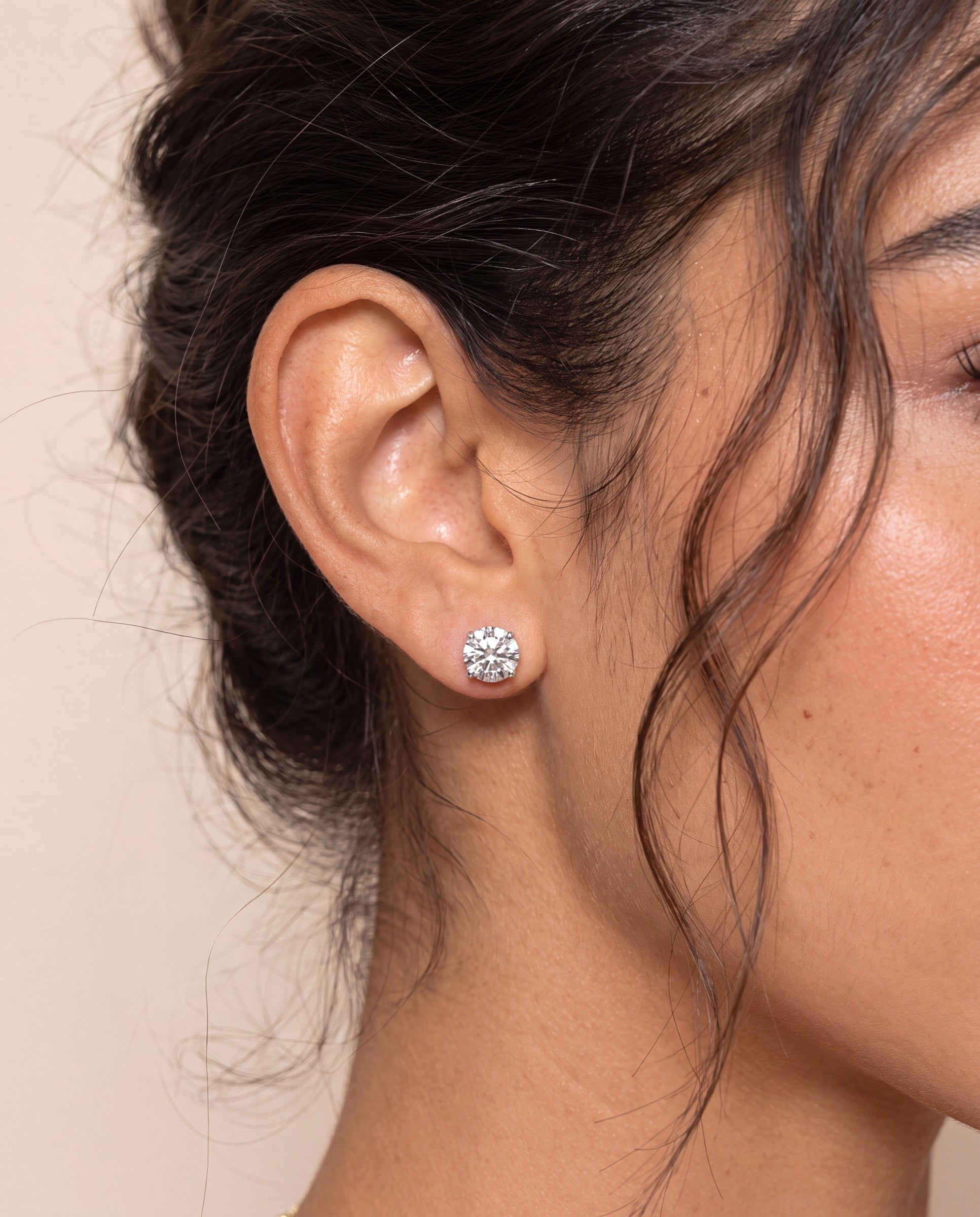 Round Illusion Diamond Studs &mdash; Worn
